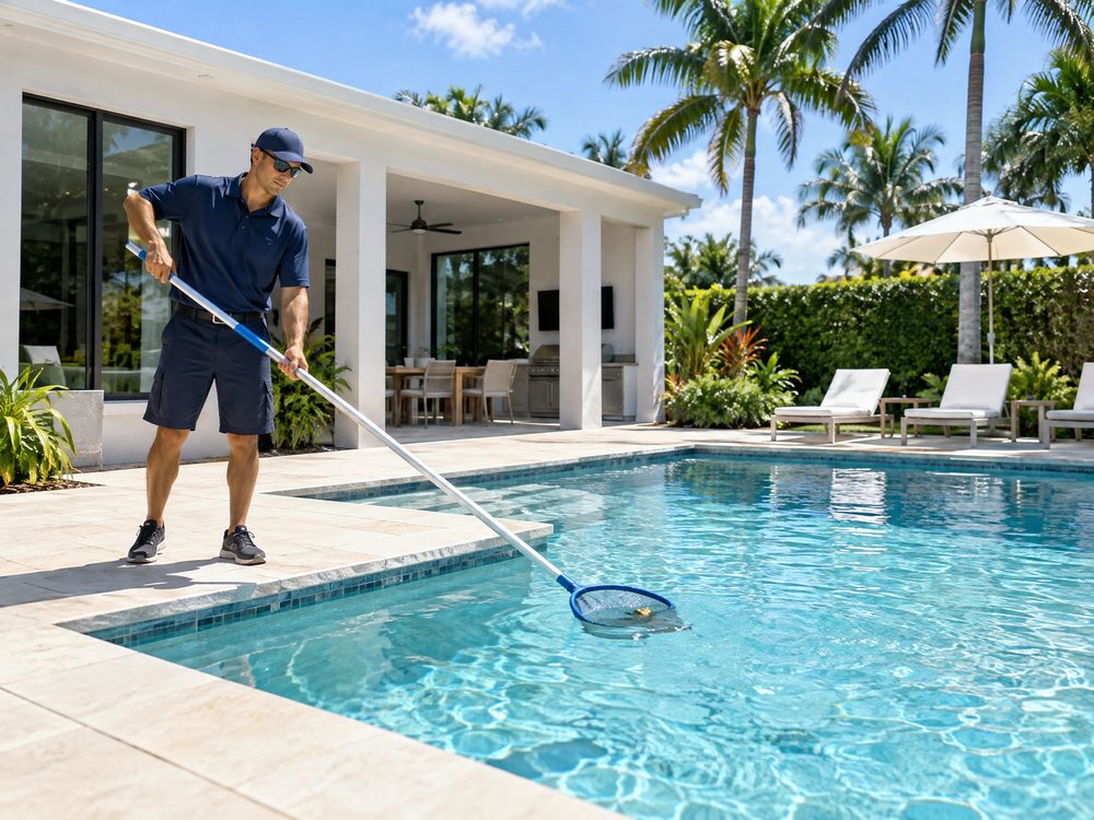 Pool Service pro at work