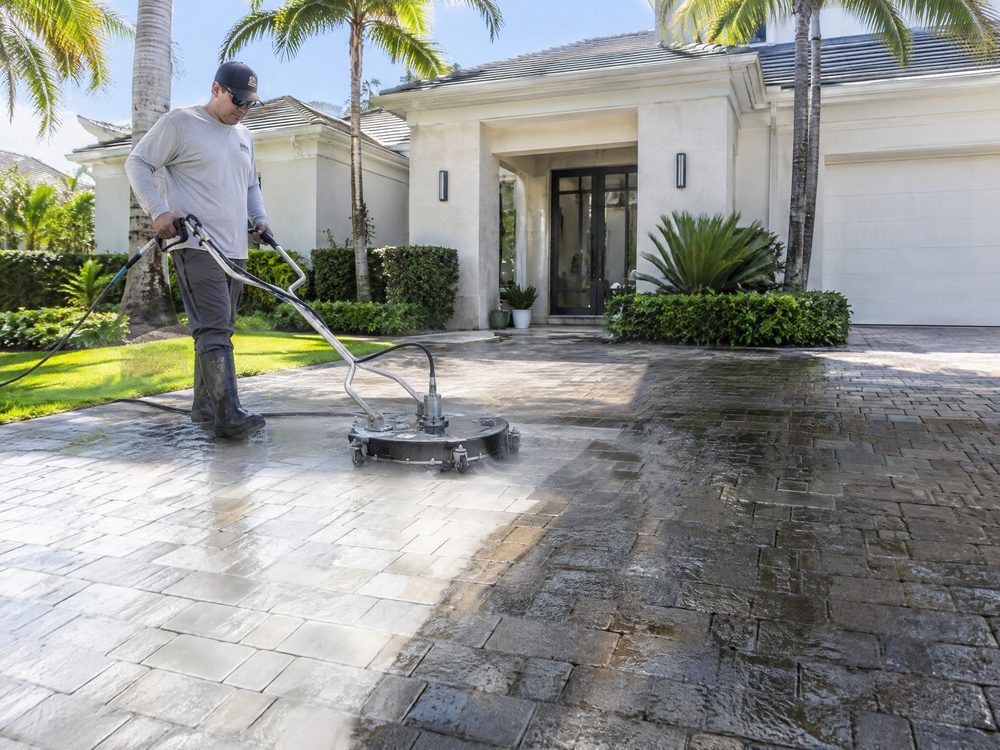 Pressure Washing pro at work